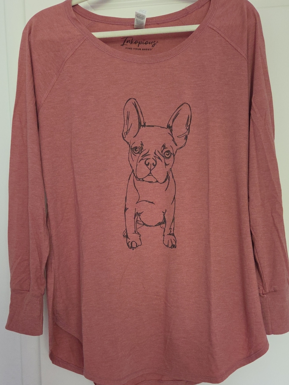 Dusty Rose Long-Sleeve Dog Graphic Tee